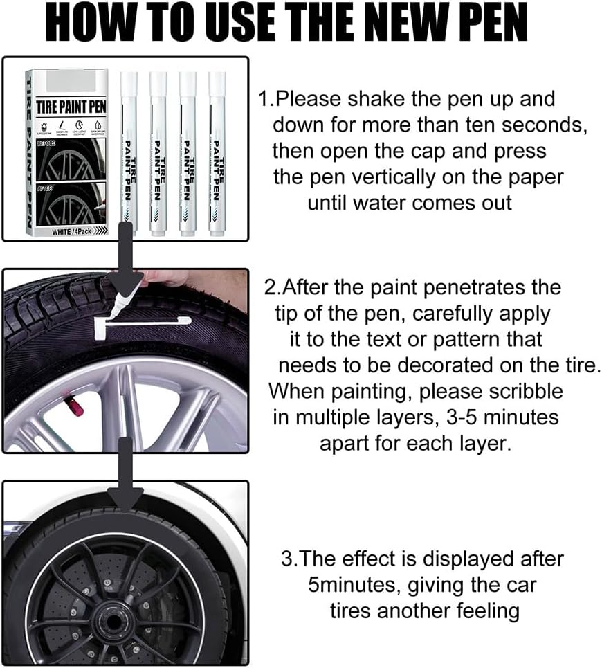 White Marker Pen Tire Paint Marker Pen Oil Based Car Tire Graffiti Tracing Pen for Auto Rubber Tyre Tread