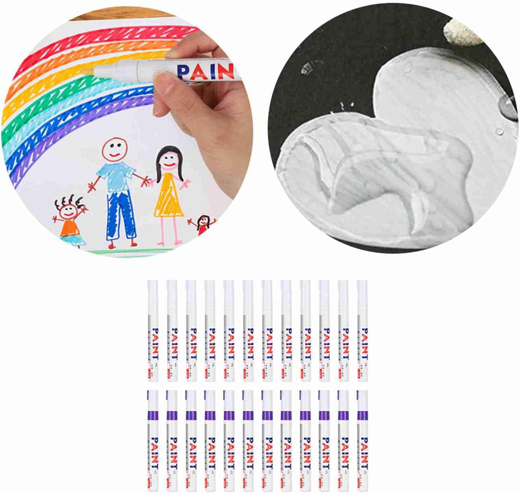 Paint Pen Refill Set, 24pcs with White and Purple Colors, 3.0mm Waterproof Permanent Markers - Durable Paint Ink, Replaceable Tip Design, Multi - Surface Use for Car, Tire, Glass