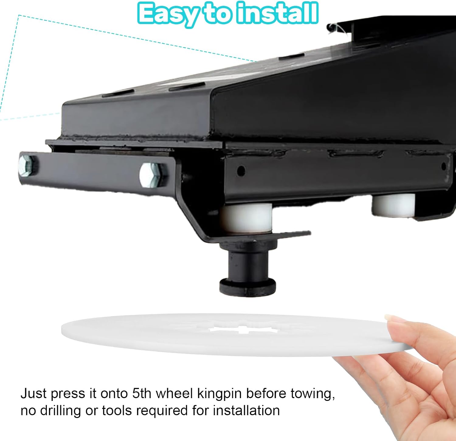 5th Wheel Lube Plate, 10-Inch Heavy-Duty Nylon | Grease-Free, For Fifth Wheel RV Trailers, For Campers, For Tow Vehicles, Hitch Pad