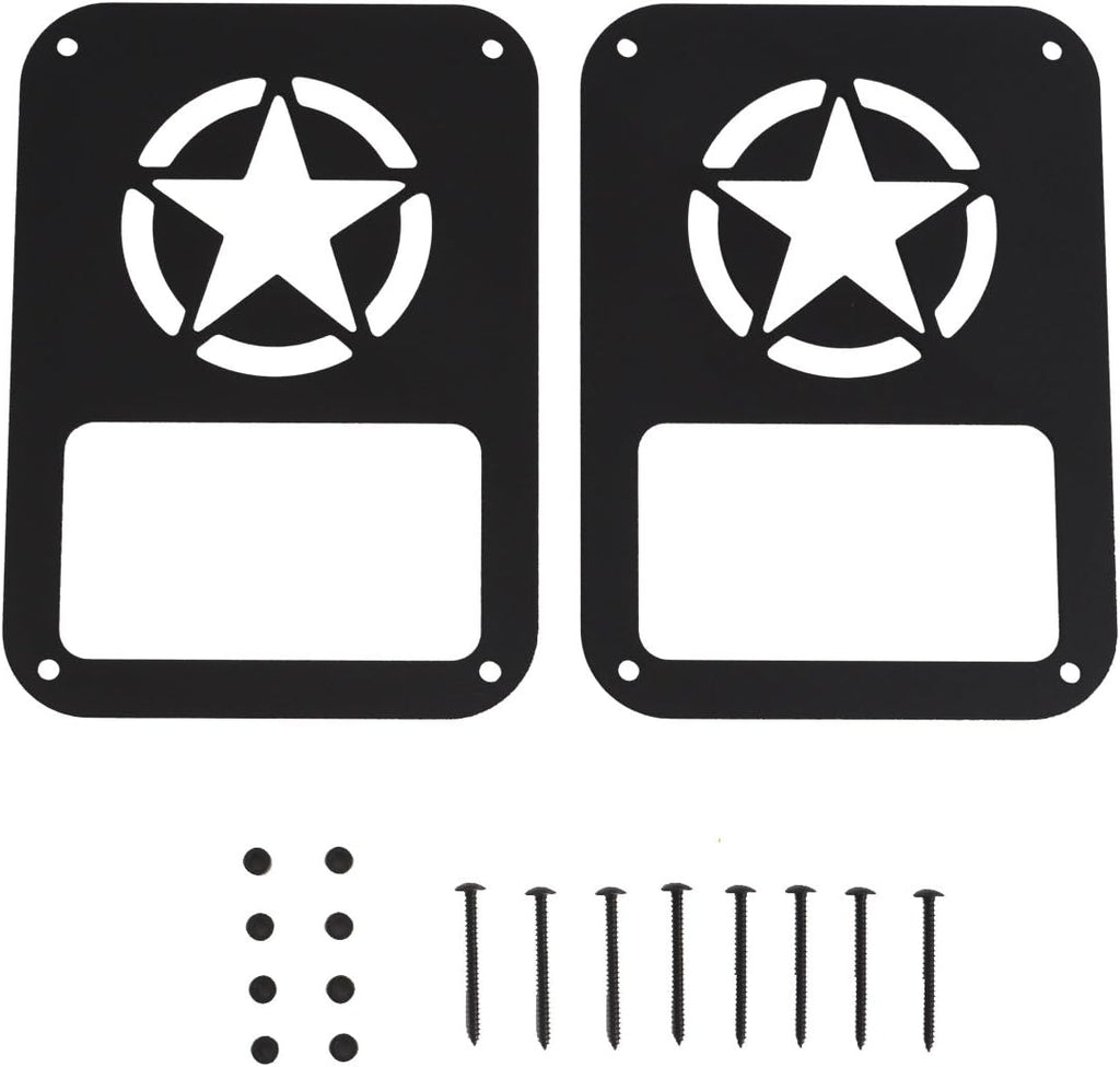 Hooke Road JK Wrangler Tail Light Guard, Five Star Taillight Cover for 2007-2018 Wrangler JK & Wrangler Unlimited - Pair
