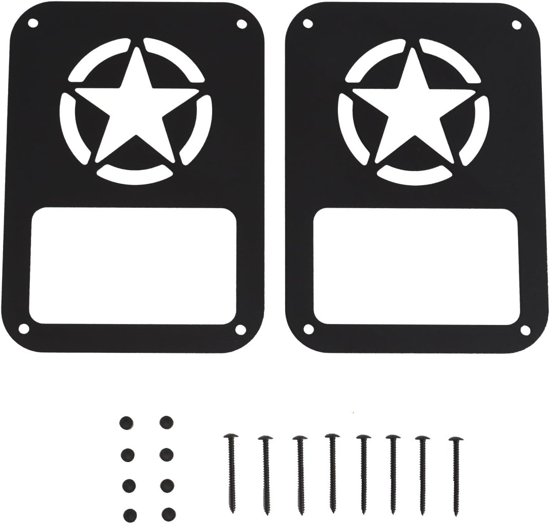 Hooke Road JK Wrangler Tail Light Guard, Five Star Taillight Cover for 2007-2018 Wrangler JK & Wrangler Unlimited - Pair