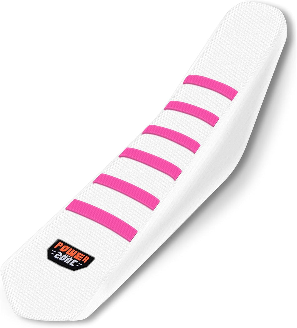 Universal White Dirt Bike Seat Cover, 6 Ribs Motorcycle Enduro Soft Dirt Pit Bike Seat Covers (Pink)