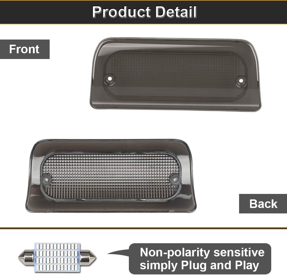3rd Third Brake Light Lens Smoked Cover with Seal Gasket Extended Cab Only Compatible with 1994-2003 Chevy S10 GMC Sonoma 1997-2000 Isuzu Hombre High Mount Stop Lamp Assembly