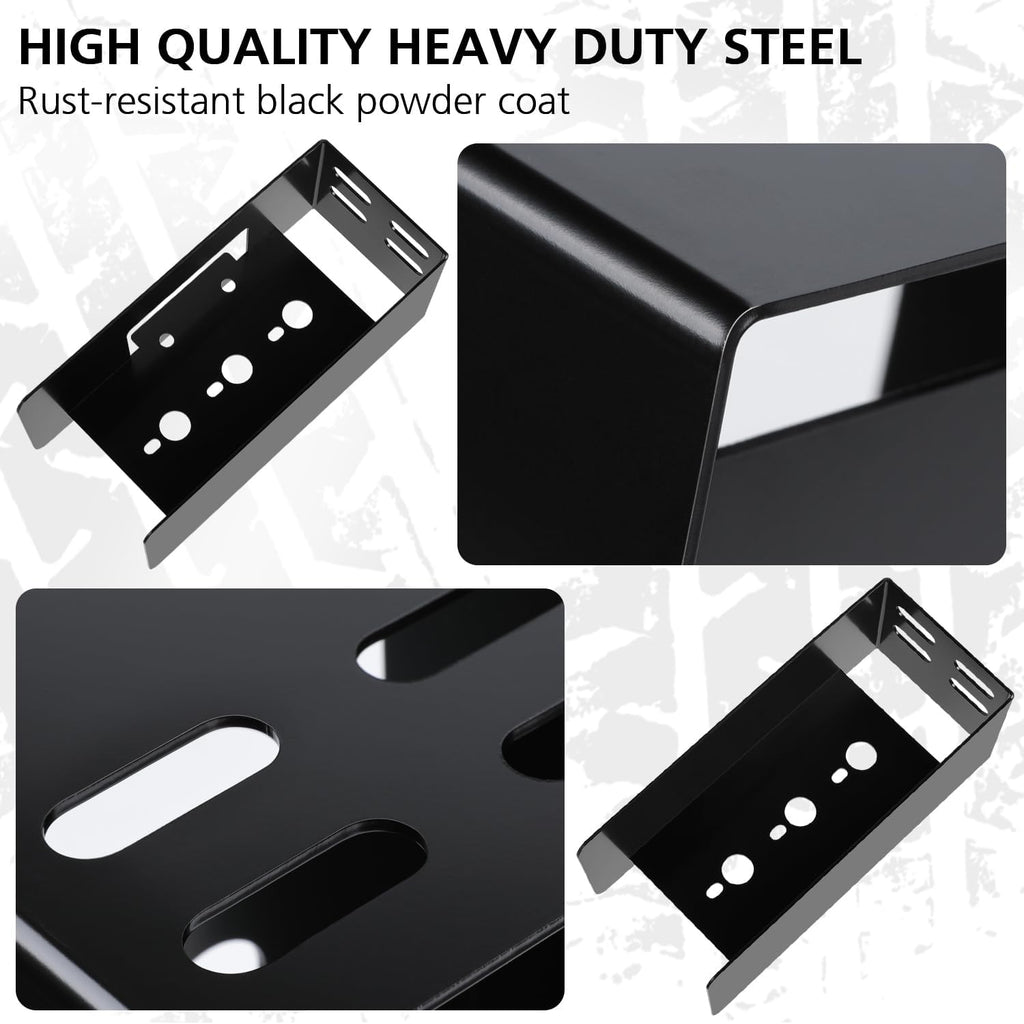 LINKITOM Rectangular Trailer Tail Light Mounting Box & License Plate Bracket, Left Right Guard Cover for Trailers Over 80" Boat Truck Marine Camper RV, Black Powder Coated Heavy Duty Steel