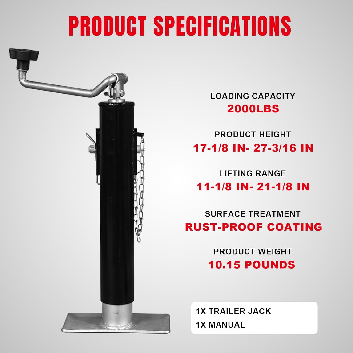 Big RED 2000 LBs Capacity Weld on Pipe Mount Swivel Trailer Jack, ATR39003R
