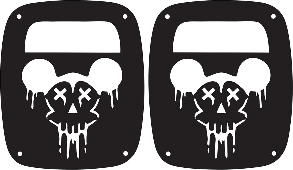 Mickey Zombie Skull Tail lamp Light Covers Compatible with Jeep Wrangler YJ and TJ Black Set of 2
