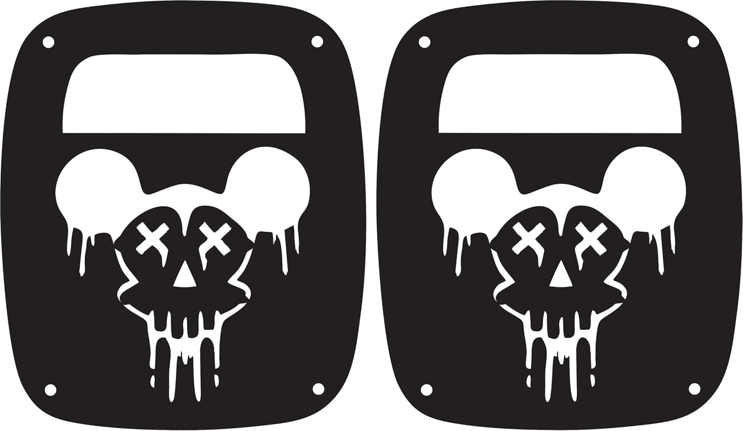 Mickey Zombie Skull Tail lamp Light Covers Compatible with Jeep Wrangler YJ and TJ Black Set of 2