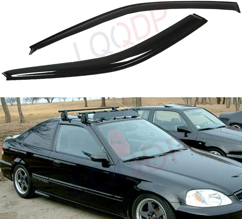 2pcs Front Smoke Sun/Rain Guard Outside Mount Tape-On Window Visors Compatible