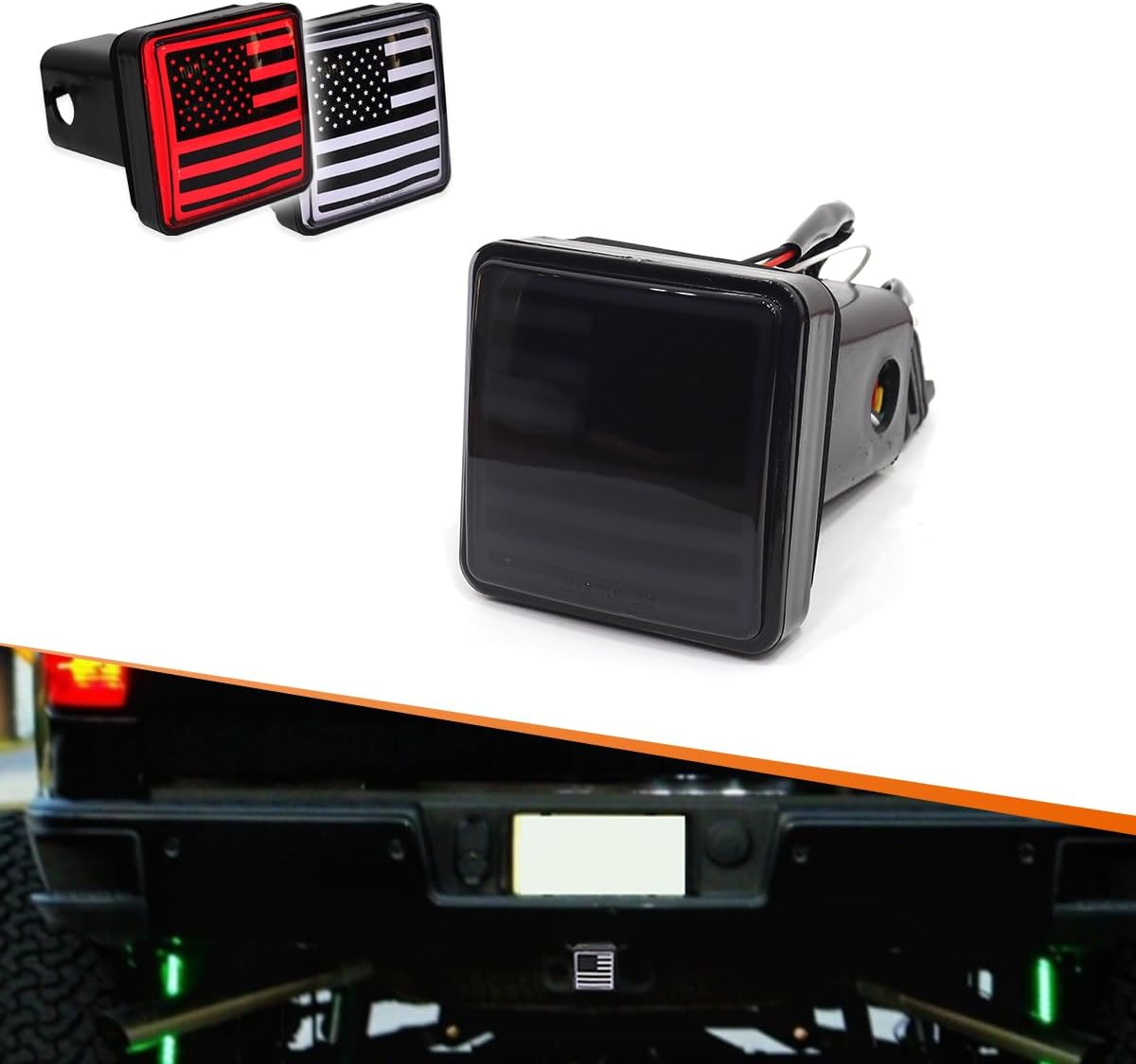 Adiil 2''Size 15-LED Brake Light Trailer Hitch Cover Fit Towing & Hauling，Smoked Lens Tow Hitch Driving & Brake Lamp (Type05)