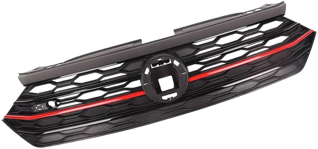 Front Bumper Cover Upper Red & Black Grille Replacement Shroud Black Front Air Intake Fit 2019 2020 2022 For Volkswagen VW Jetta MK7