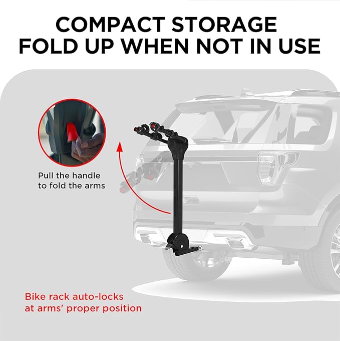 Rockland Foldable 2-Bike Rack, 80 lbs Capacity, Hitch Mount Bike Rack - Image 4