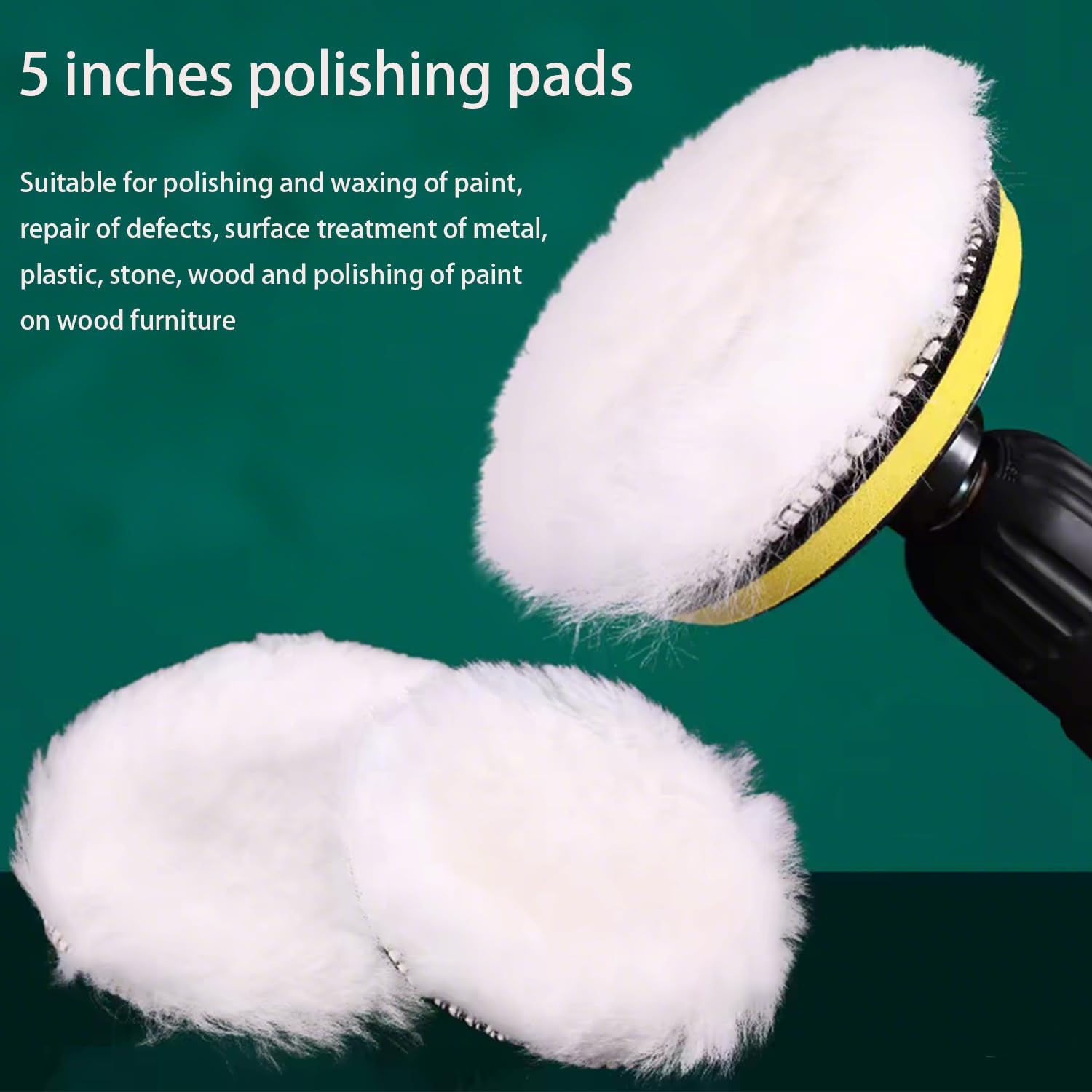 Swagwert 5 inches Wool Buffing Pads polishing Soft Sheepskin for Car, Furniture, Glass & More with Hook and Loop(Packs of 2)