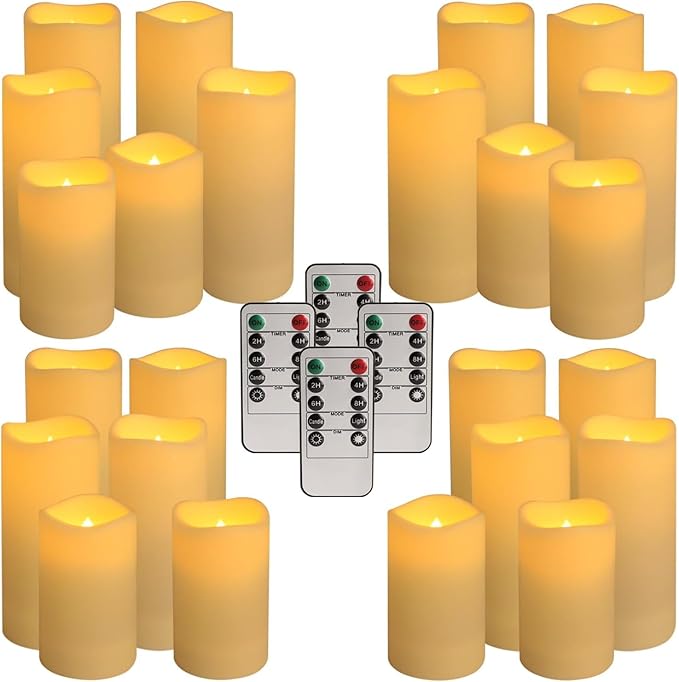 Set of 24 Waterproof Outdoor Flameless Candles, LED Candles with 4 Remote and...