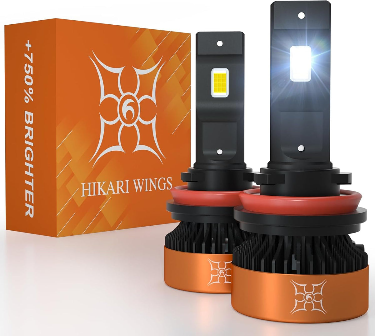 HIKARI WINGS H11/H8/H9 LED Fog light, 30000LM Pure White 6000K LED Bulbs