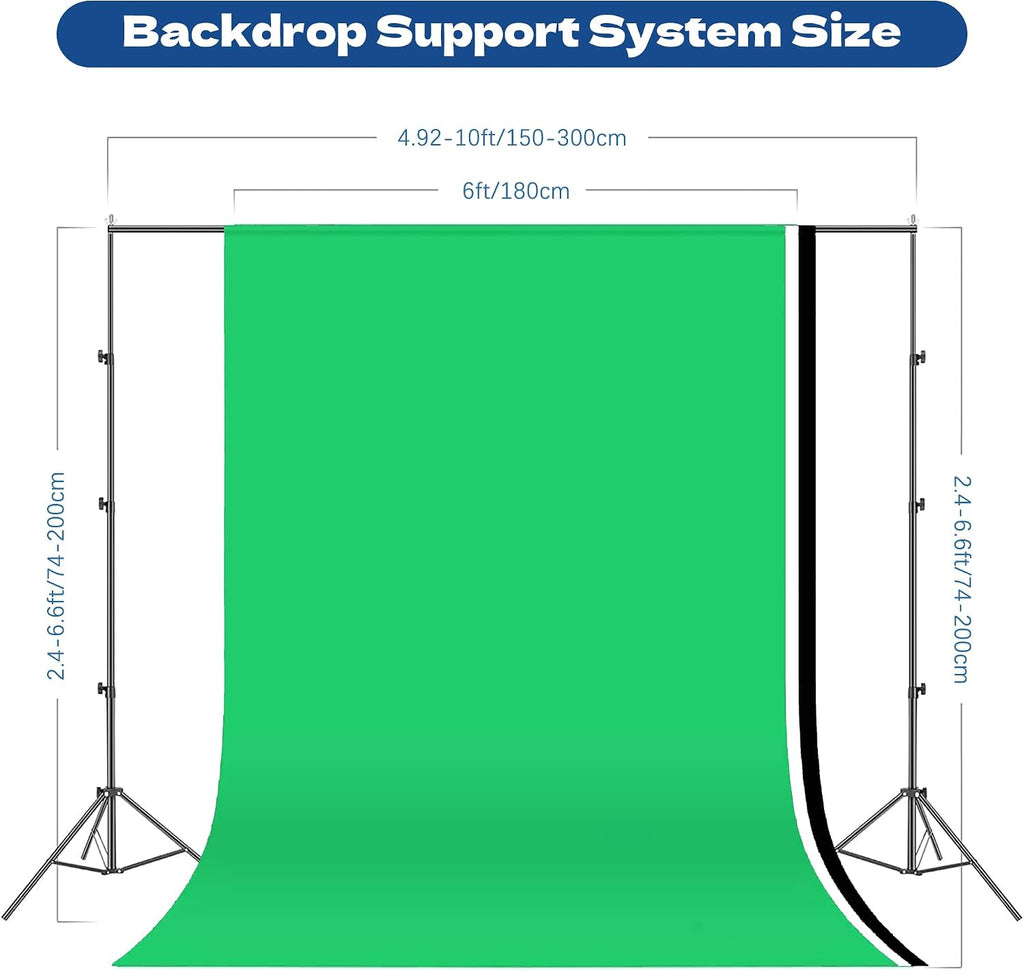 photography softboxes kit with 6.6x10ft backdrop stands, package contents