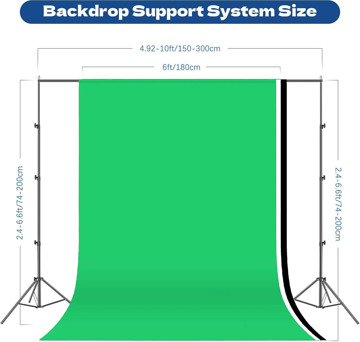 photography softboxes kit with 6.6x10ft backdrop stands, package contents