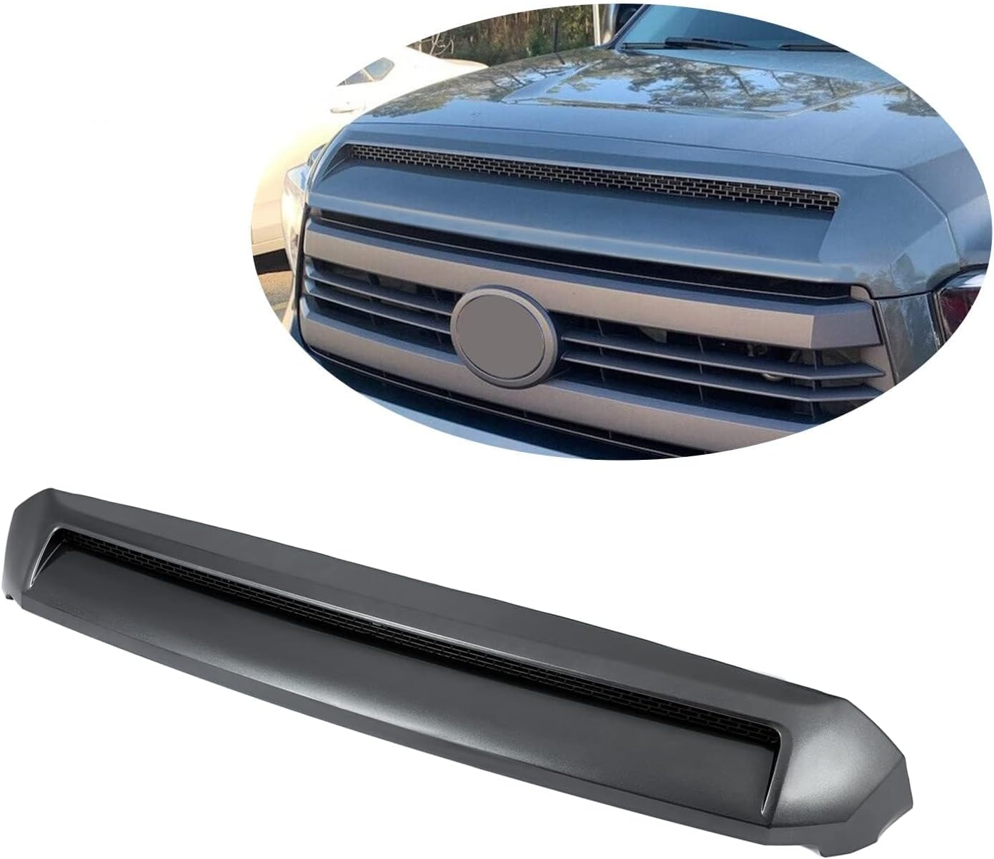 Kojem Hood Bulge Molding Compatible with 2014-2021 Toyota Tundra Front Upper Grille Gray Hood Scoop