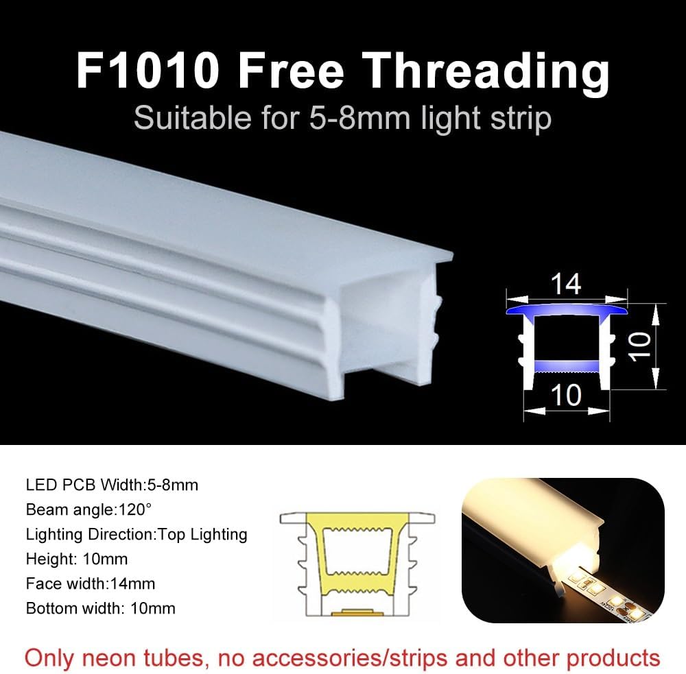 1M Soft Silicone Neon Tube for LED Strips | White,F1010