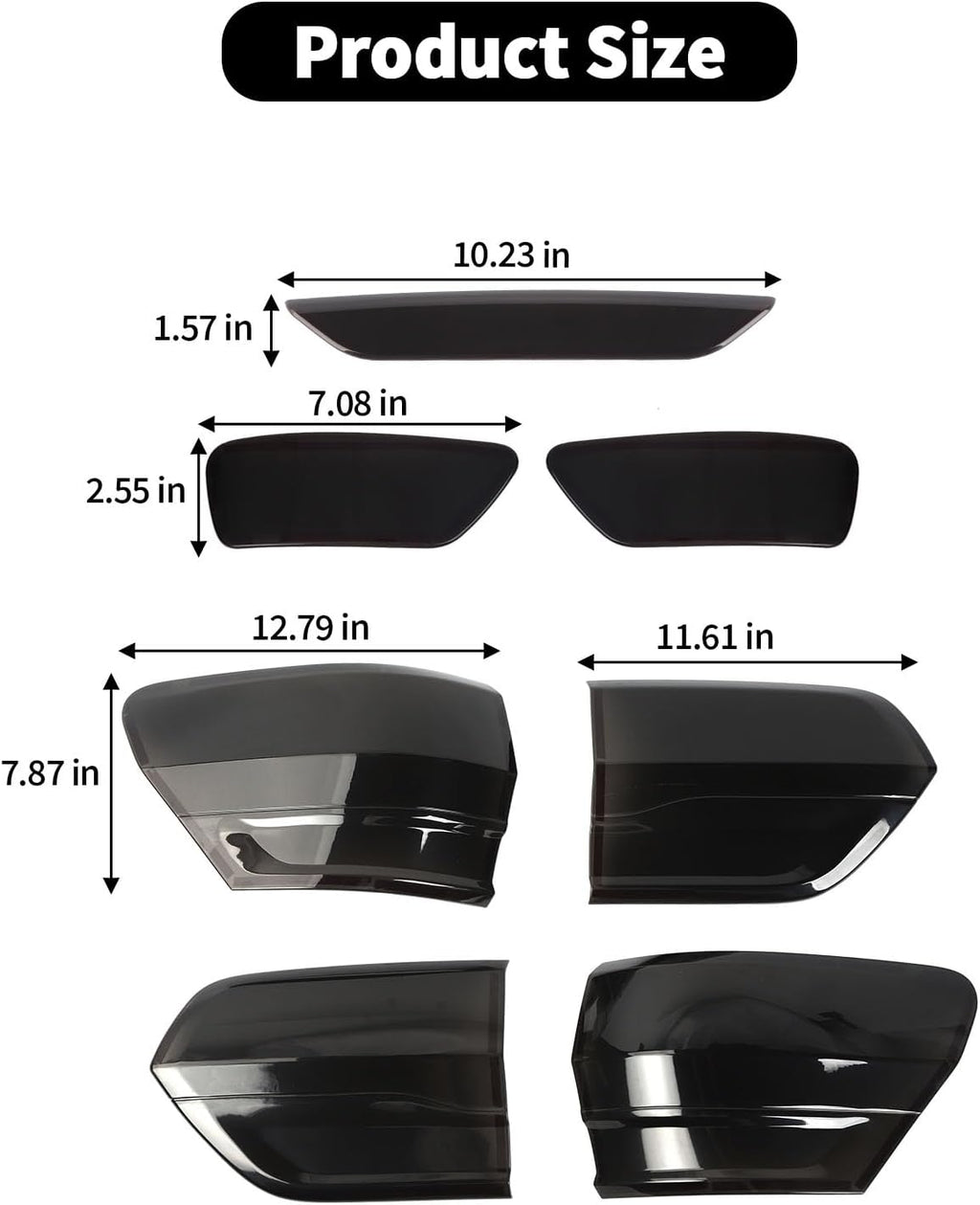 7PCS Smoked Black Tail Light+3rd Third Brake Lamp Light+Front Fog Light Lamp Cover Guard Replacement Kit for 2014-2020 Jeep Grand Cherokee Third Brake High Mount Brake Rear Light Fog Light Cover