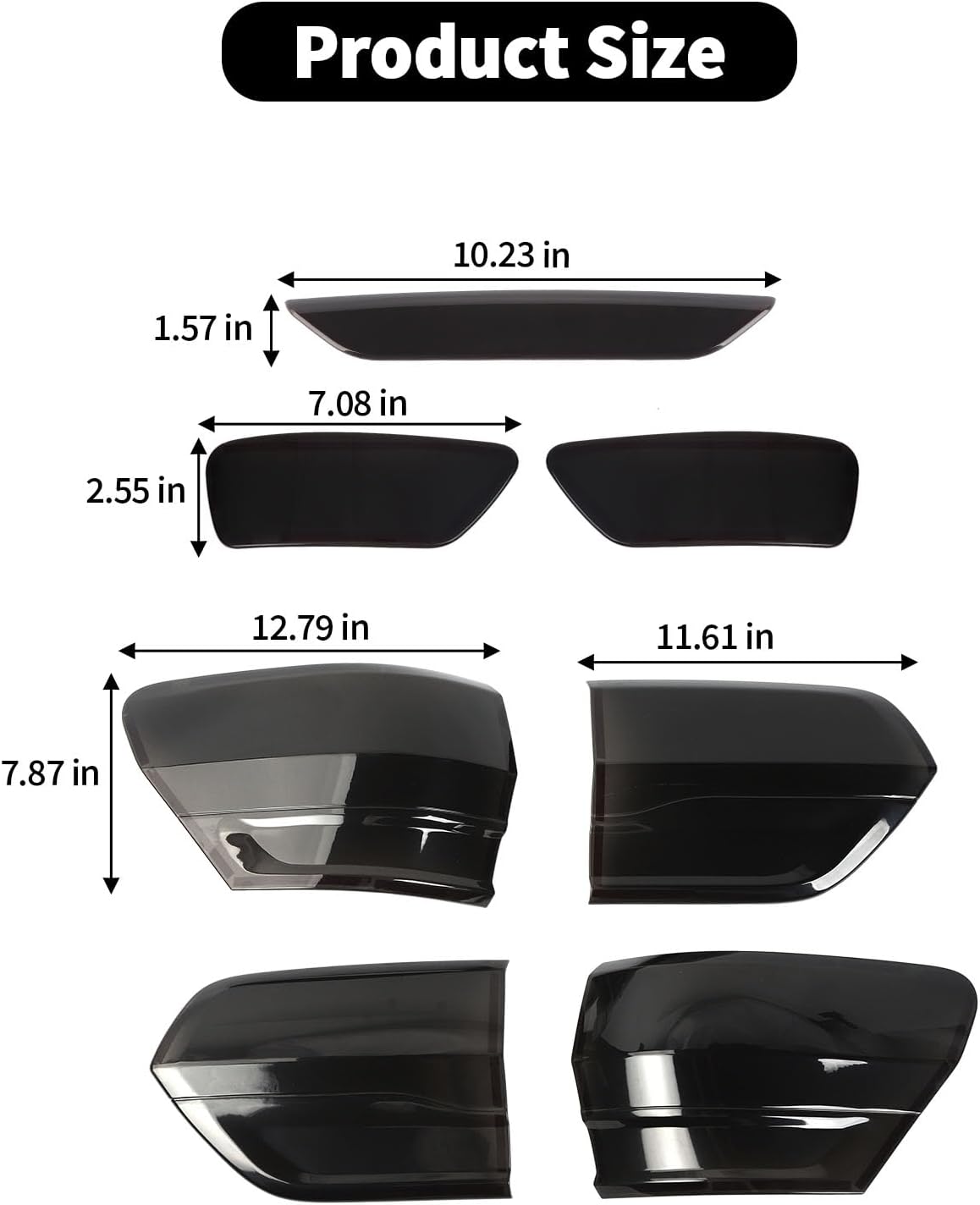 7PCS Smoked Black Tail Light+3rd Third Brake Lamp Light+Front Fog Light Lamp Cover Guard Replacement Kit for 2014-2020 Jeep Grand Cherokee Third Brake High Mount Brake Rear Light Fog Light Cover