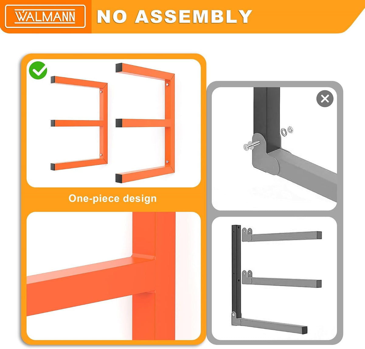 walmann garage wall mounted lumber storage rack, overhead, side view