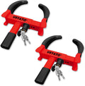 2Pcs Universal Heavy Duty Wheel Lock - Anti Theft Trailer Lock & Car Boot, Adjustable Security Tire 11.4" for Trailers, Cars, Golf Cart, ATV, SUV, RV, Boat, Camper, Motorcycle,6 Keys,Red+Black