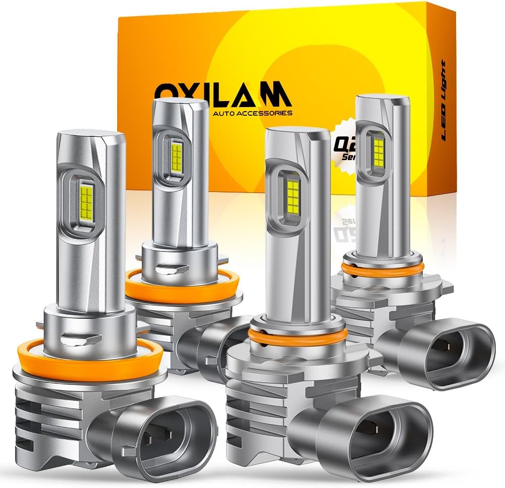 OXILAM H11/H9/H8 and 9005/HB3 Light Bulbs Combo, 000LM Wider Driving Vision