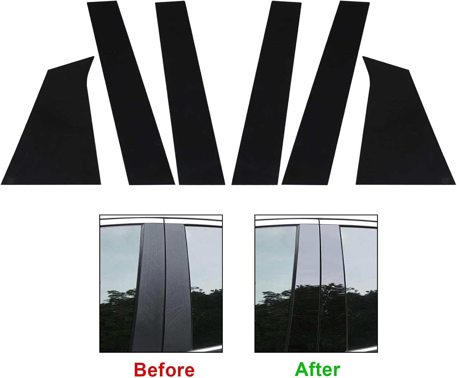 FZJDSD 6pcs Glossy Black Pillar Posts Door Trim Cover Anti Scratch Window Molding Door Compatible with Chevrolet Malibu 2016 2017 2018 2019 2020 2021