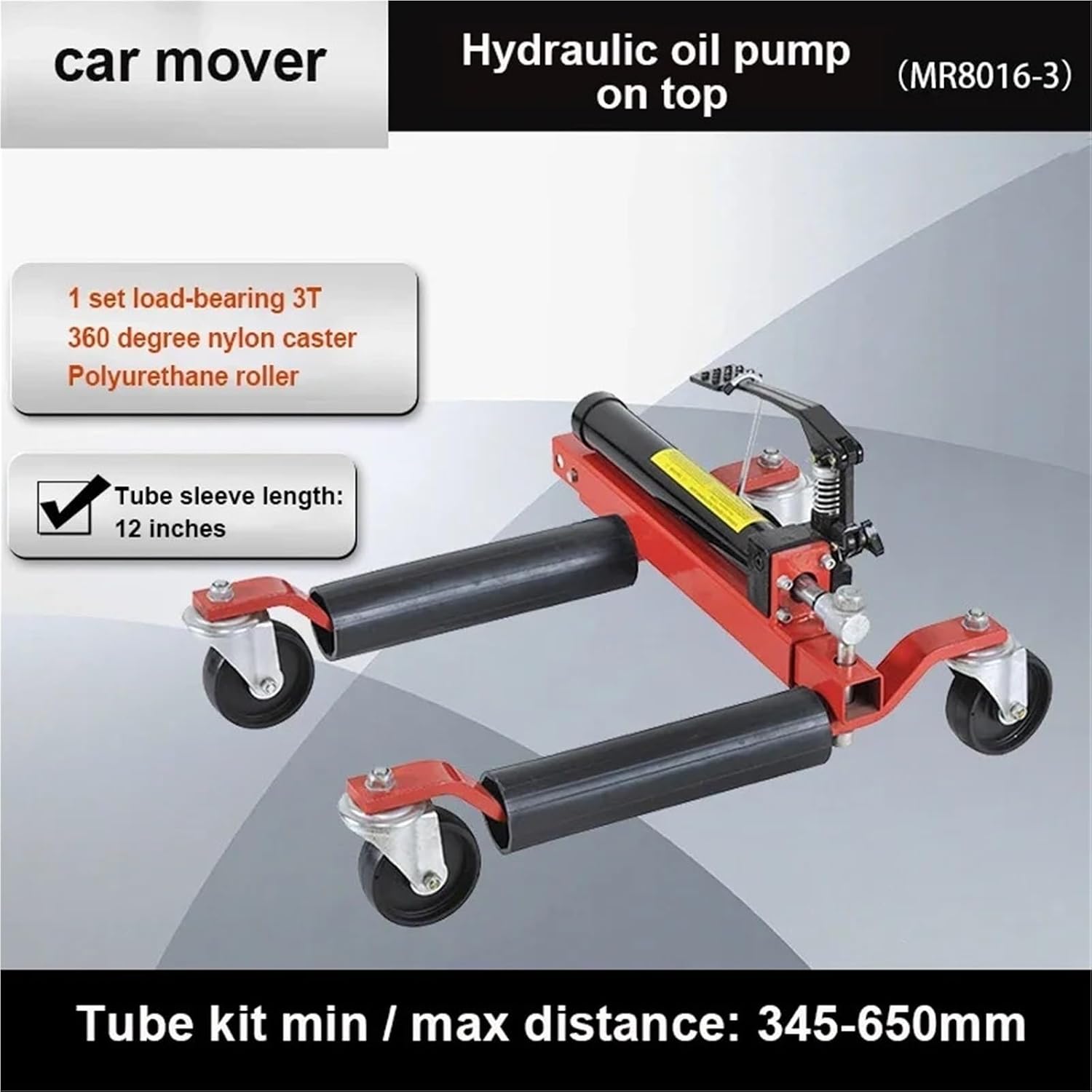 Car Moving Dolly 12 Inch Hydraulic Wheel Jack Movers Property Fire Fighting Trailer Moving Hydraulic Mechanical Lifter Trailer Mover,Mr8016-3