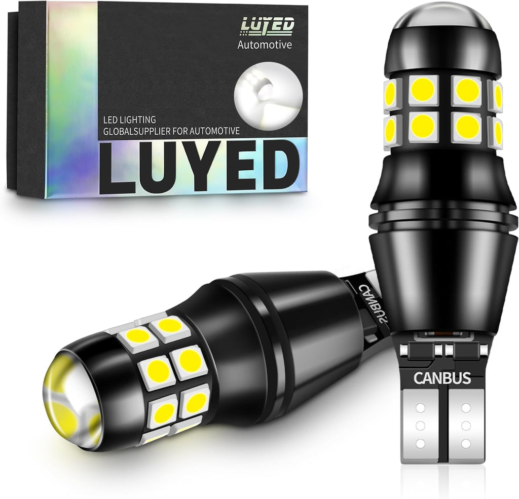 912 921 LED Bulbs Reverse Lights Xenon White 2200 Lumens Extremely Bright Canbus Error Free W16W T15 906 3030 20-EX Chipsets with Lens for Tail Backup Lights, Pack of 2