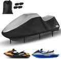 Jet Ski Cover 420D Waterproof for Yamaha Seadoo, 115"-120" PWC Cover | Oxford Fabric 2 3 Seater jetski cover, 10000mm, UV SPF＞85+, 2 Air Vents,4 Windproof Buckles, for Outdoor Storage & Trailering