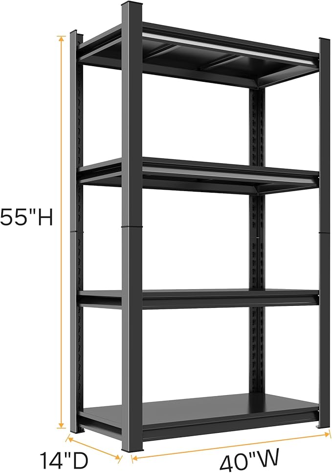 55"H Garage Shelving 2400LBS Capacity Heavy Duty Steel Storage Shelves - Image 3