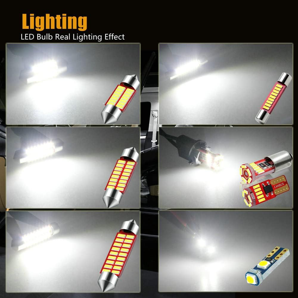 White Car Truck LED Interior Light Kit for Map Dome Bulb 40-Pack | 31MM DE3175 36MM 6418 41MM 6411 T10 2825 BA9S 64111 T5 74 6615F 6612F Size Combo Also for Trunk Door Courtesy License Plate