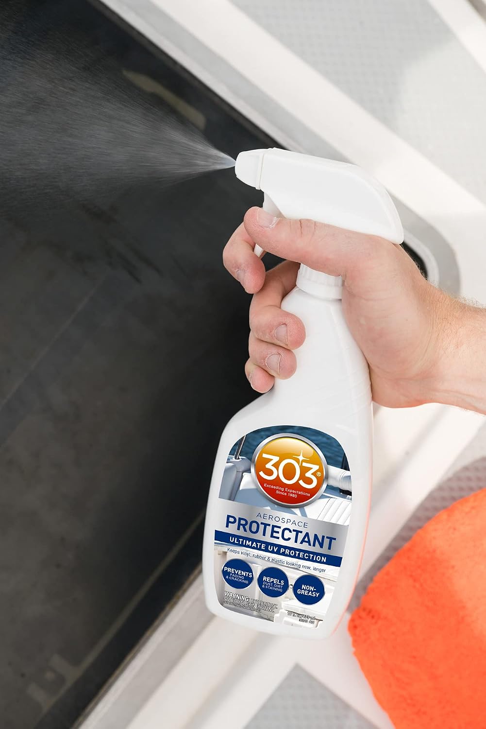 303 Marine Aerospace Protectant for Boat Vinyl, 16 oz | Provides UV protection for marine vinyl and surfaces while helping prevent fading, cracking, and staining.