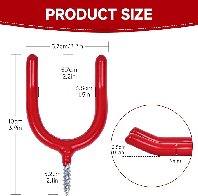 6 Pack Garage Storage System Steel U Hooks - Image 5