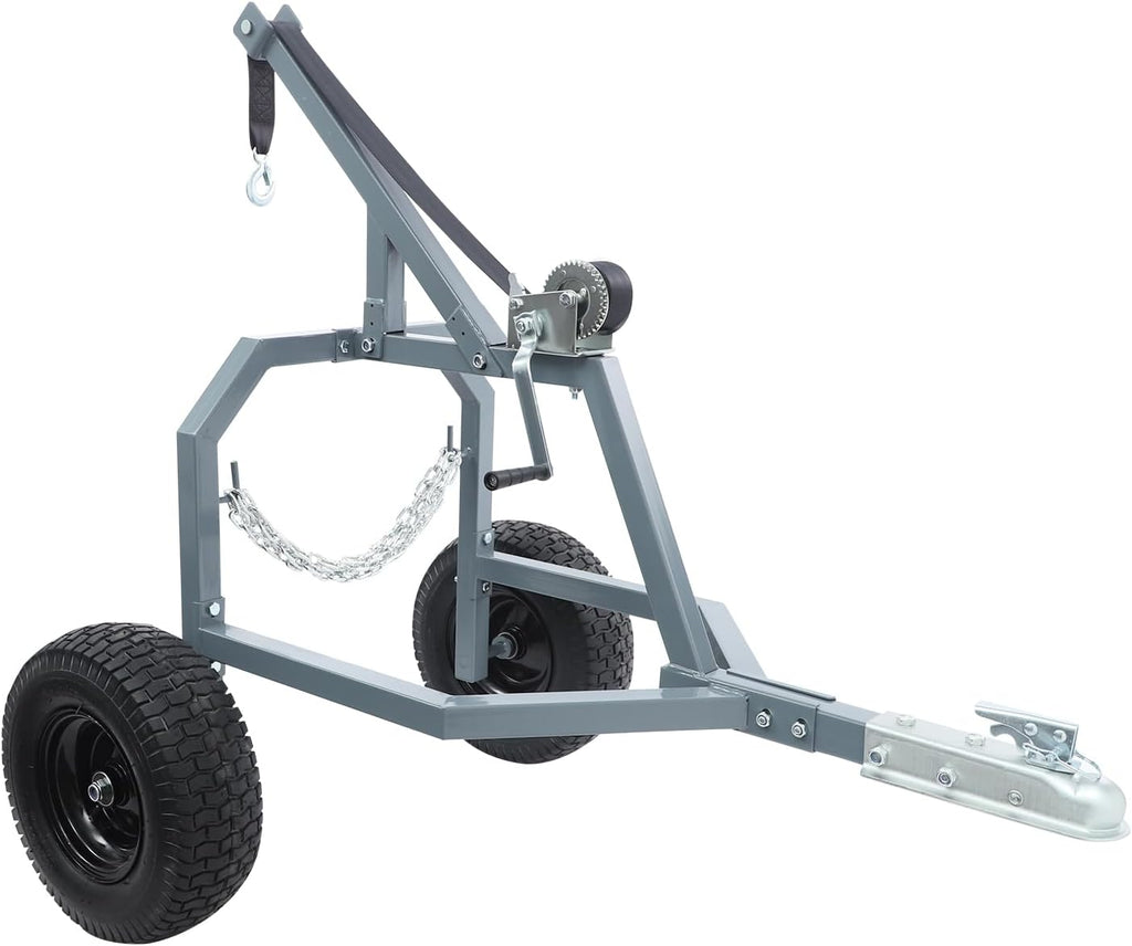 Log Skidding Arch, 24in Diameter 1600lbs Capacity ATV Trailer, Ball-Type Trailer Hitch Mounted Log Dolly, Heavy-Duty ATV Dolly with Two 16in Pneumatic Tires for Vehicles