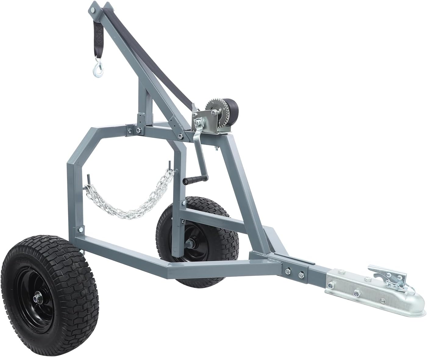 Log Skidding Arch, 24in Diameter 1600lbs Capacity ATV Trailer, Ball-Type Trailer Hitch Mounted Log Dolly, Heavy-Duty ATV Dolly with Two 16in Pneumatic Tires for Vehicles