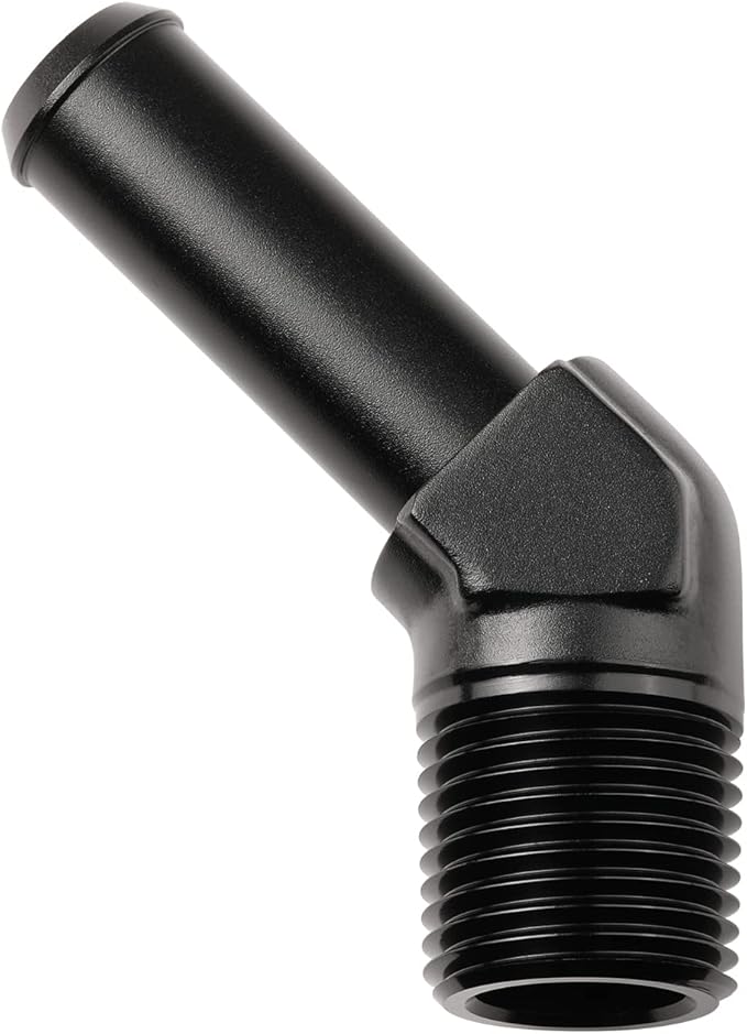 1/2 NPT Male to 5/8" Hose Barb Fitting Adapter 45 Degree Elbow Aluminum Black by Podavelle