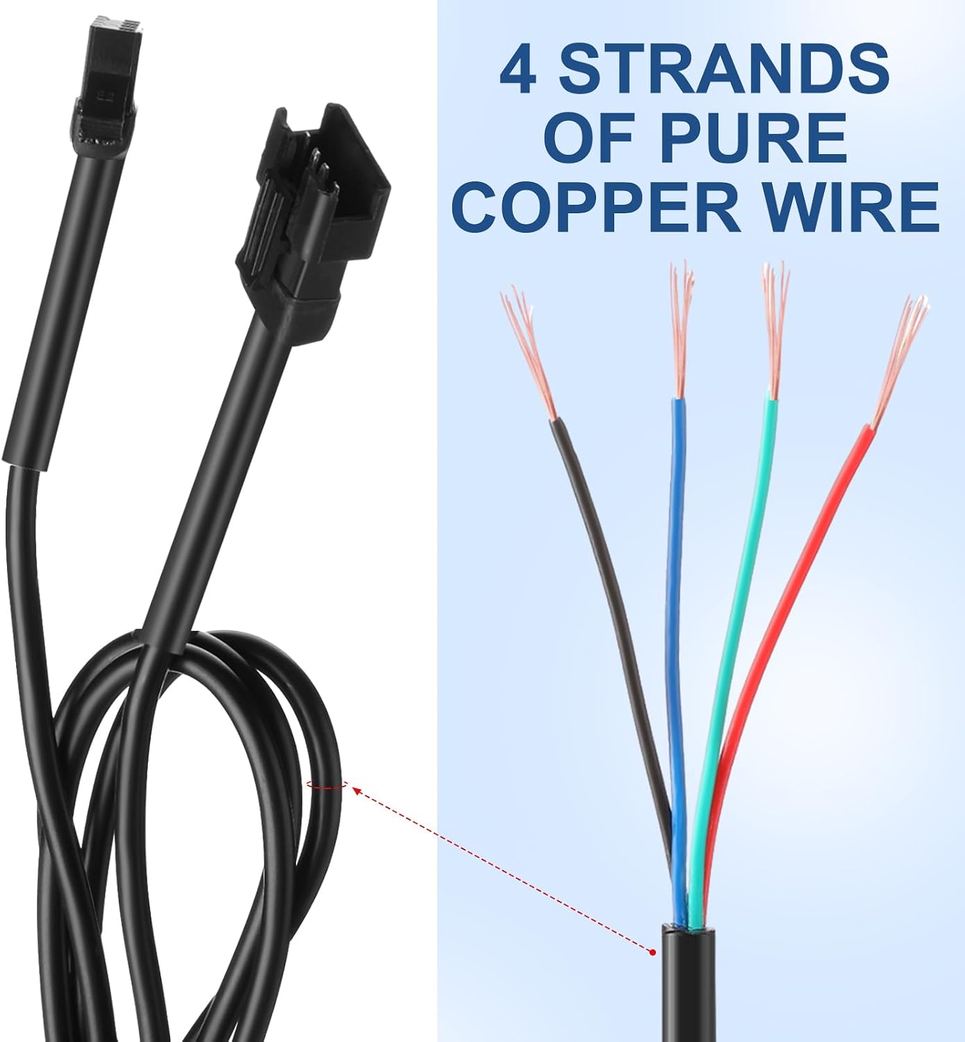 Kanayu 8 Pcs 60 Inch 4 Pin RGB LED Accent Multicolor Light Extension Cable Wire Cord Set for LED Motorcycle ATV Car Multicolor Neon Strip Trucks Rock Light