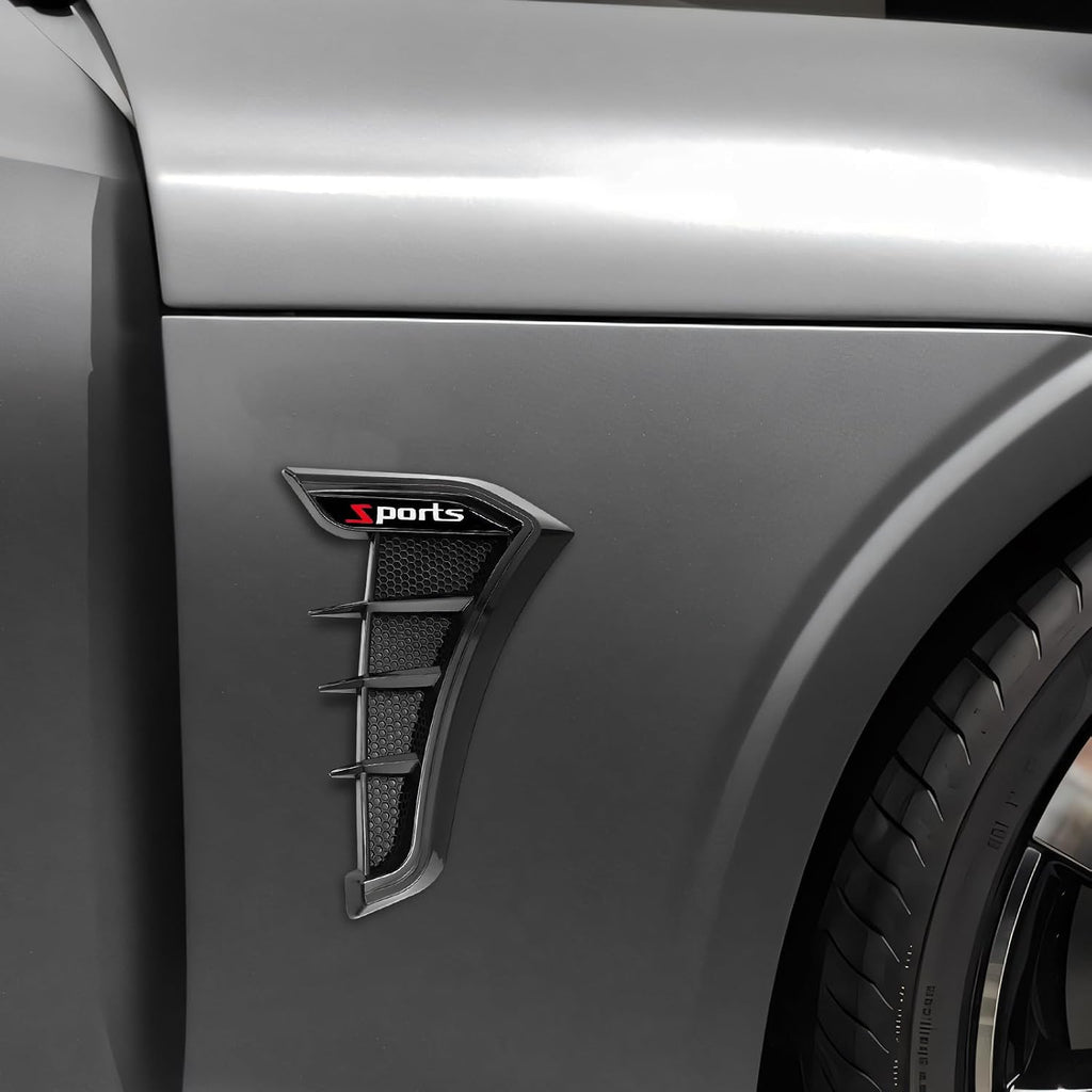 2 PCS Car Side Vent Trim, Scratch-Resistant Auto Front Fender Air Wing Vent Trim Cover, Sporty Air Flow Grille Side Marker Exterior Trims for Cars Trucks SUVs, Car Accessories (Black)