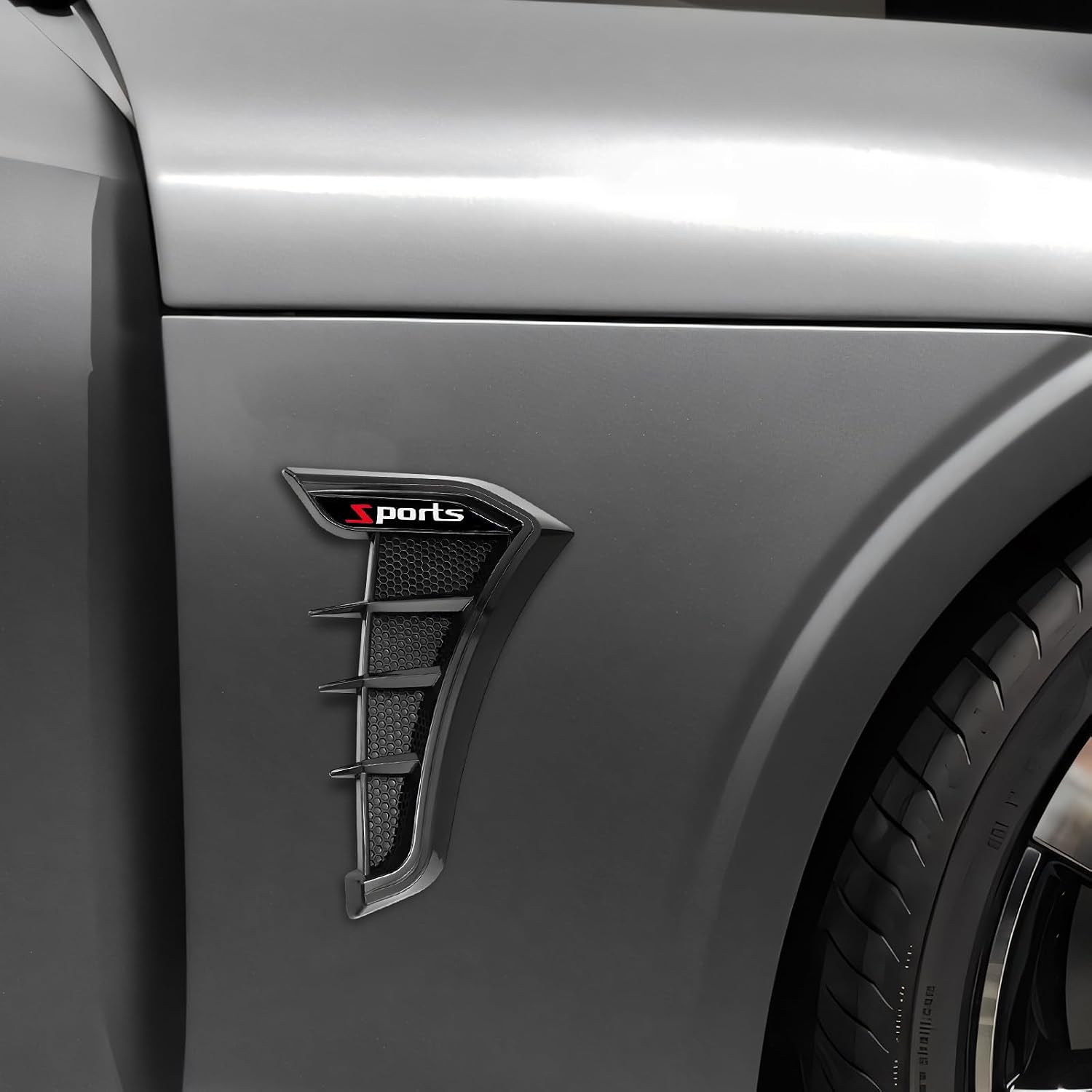 2 PCS Car Side Vent Trim, Scratch-Resistant Auto Front Fender Air Wing Vent Trim Cover, Sporty Air Flow Grille Side Marker Exterior Trims for Cars Trucks SUVs, Car Accessories (Black)
