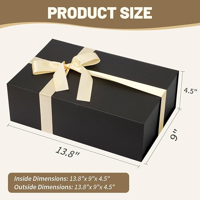Rinrda 5 Pack Large Black Gift Box,13.75"x9"x4.5", Gift Boxes ...