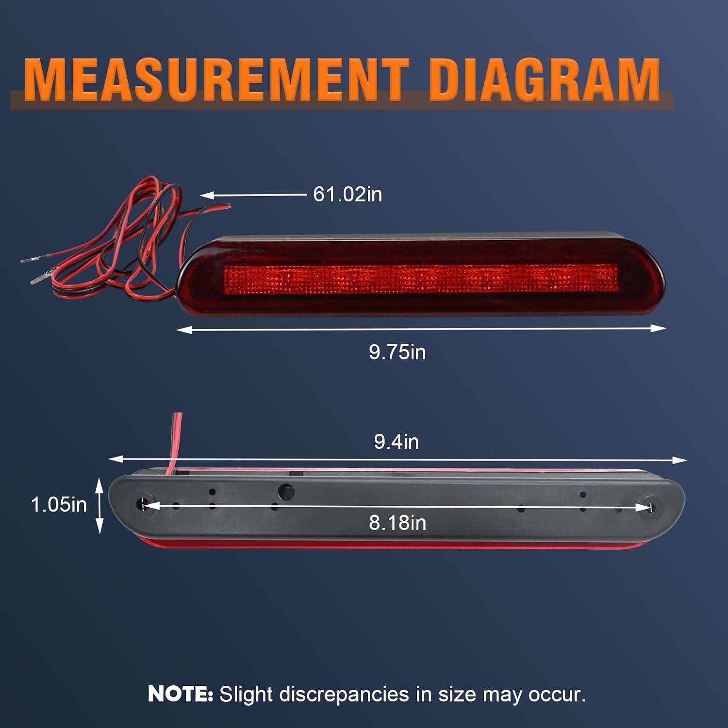LED 3rd Brake Light Only (No Dome Light) for Truck Cap Topper Camper Shell 10 Inch Flush Mount Design Replace AT-LED-28X30-01 Fits Jason Truck Caps