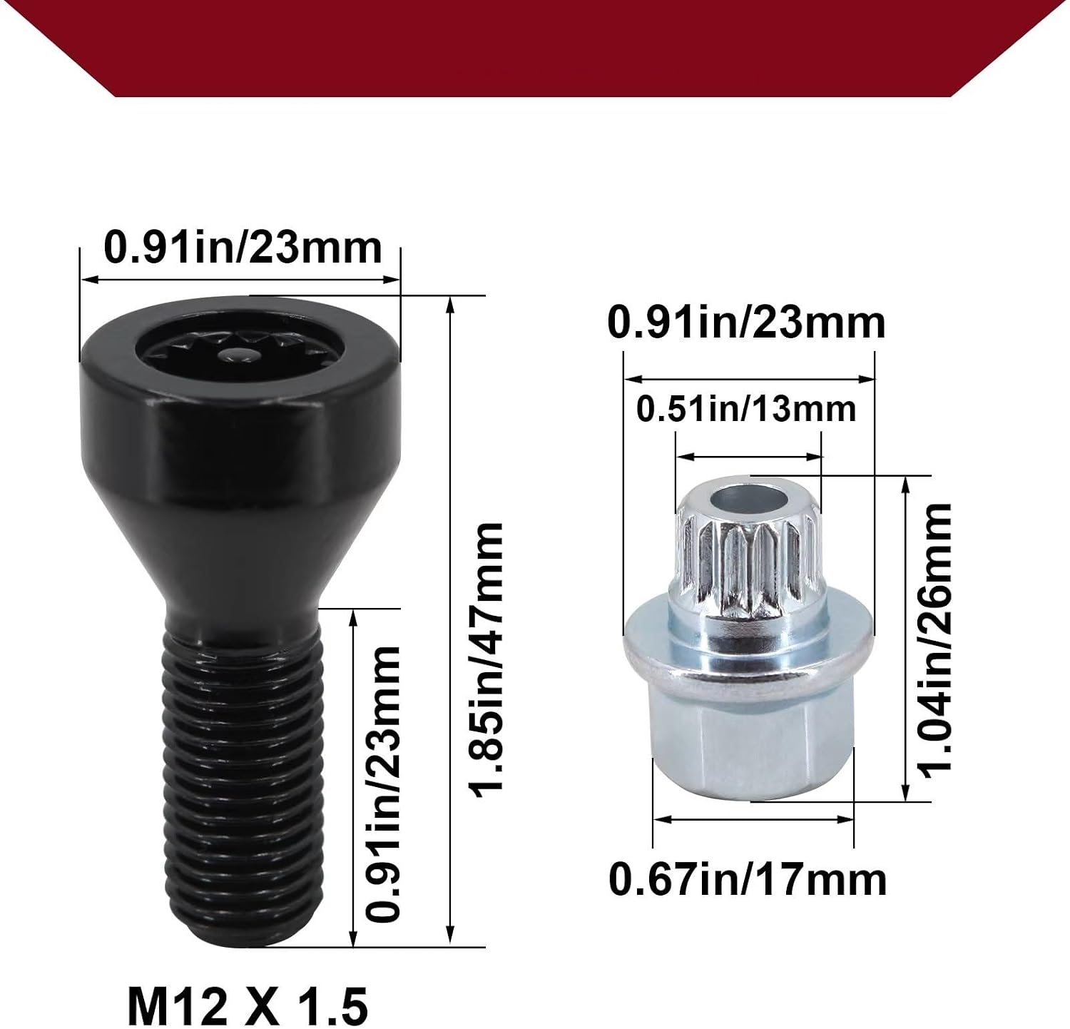 Car Wheel Bolts Locking Lug Nuts Stud Key Accessories Replacement 36136786419 Compatible with BMW for Z4 Z3 M6 for M5 M3