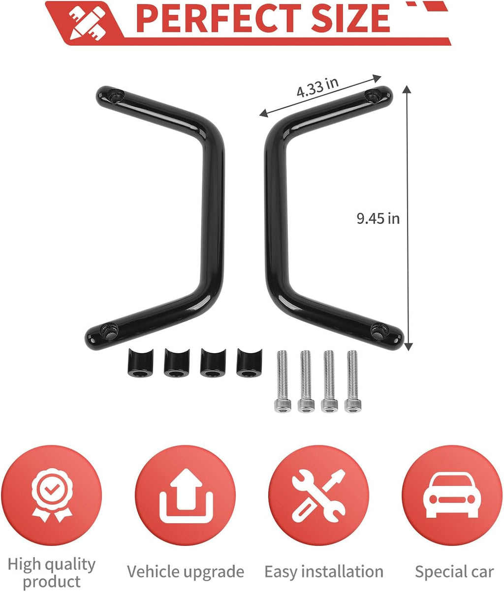 Hood Grab Handles Fit for Jeep Wrangler JL JLU 2018-2026+ / Gladiator JT 2018-2025, 2PCS Black Exterior Hood Corner Grab Bar Kit, Off-Road Exterior Accessories, Direct Fit, Upgrade Your Vehicle