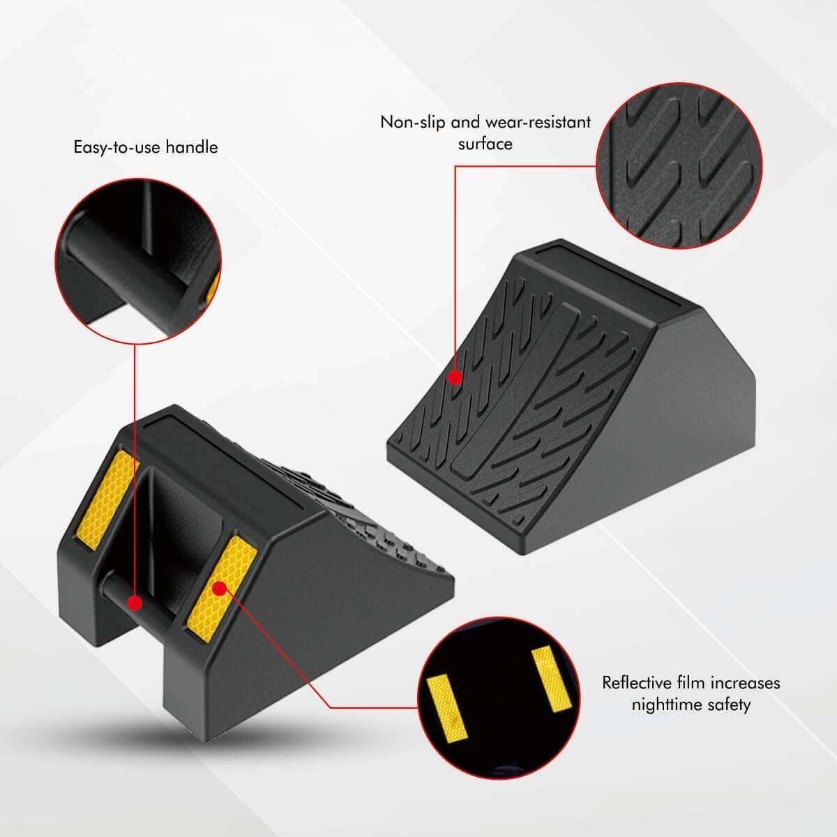 Heavy Duty Rubber Wheel Chocks 8 Packs, Premium Wheel Stopper for Car, Travel Trailers, RV, Truck, and ATV (4 Inch - 8Pack)