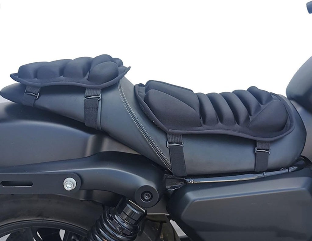 Motorcycle Seat Cushion for Kawasaki Ninja 650 2017-2025 2026 Shock Absorbing Breathable Seat Pad Anti-Slip Dual Rider Saddle Cushion with Adjustable Straps,Front seat pad