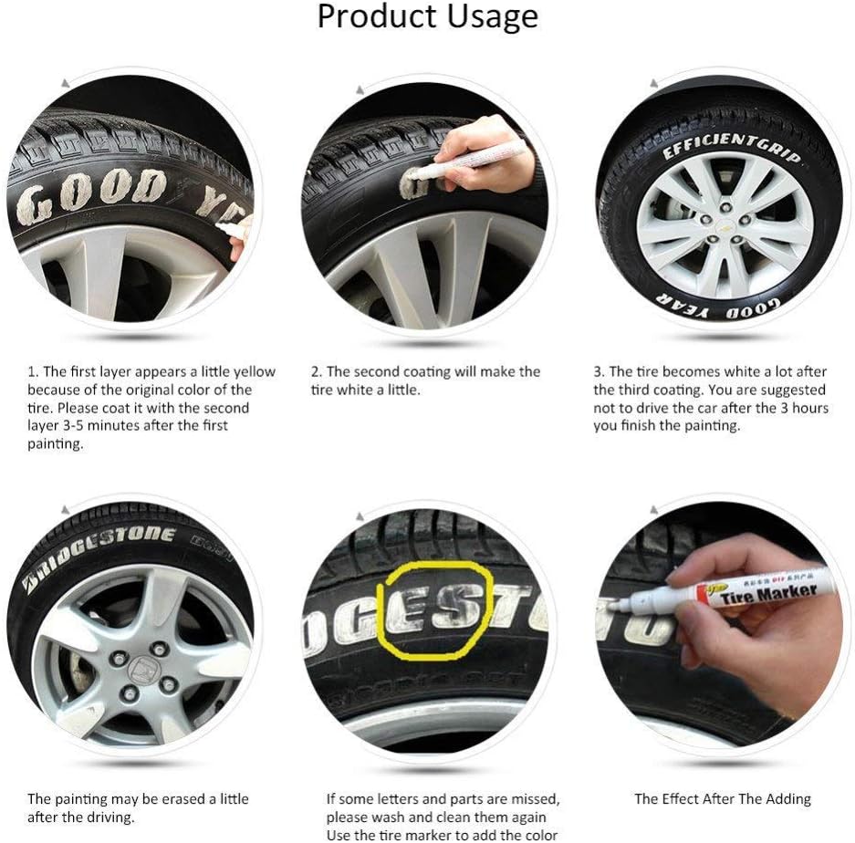 BEMLP Permanent Marker Pen Colorful Waterproof Metal Oilly Fill Paint For School DIY Tyre Tire Tread CD Metal Paint Markers Tire pen 12 Colors for Scuba gear