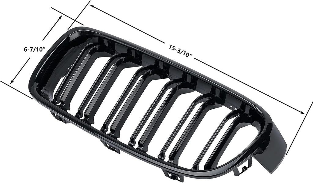 ABS F30 Grill, Front Kidney Grille for 2012-2018 BMW 3 Series F30 F31 (Double Slats Gloss Black Grills, 2pcs)