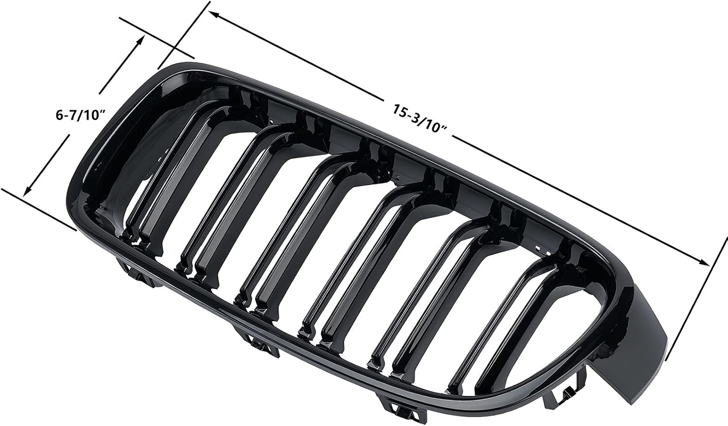 ABS F30 Grill, Front Kidney Grille for 2012-2018 BMW 3 Series F30 F31 (Double Slats Gloss Black Grills, 2pcs)